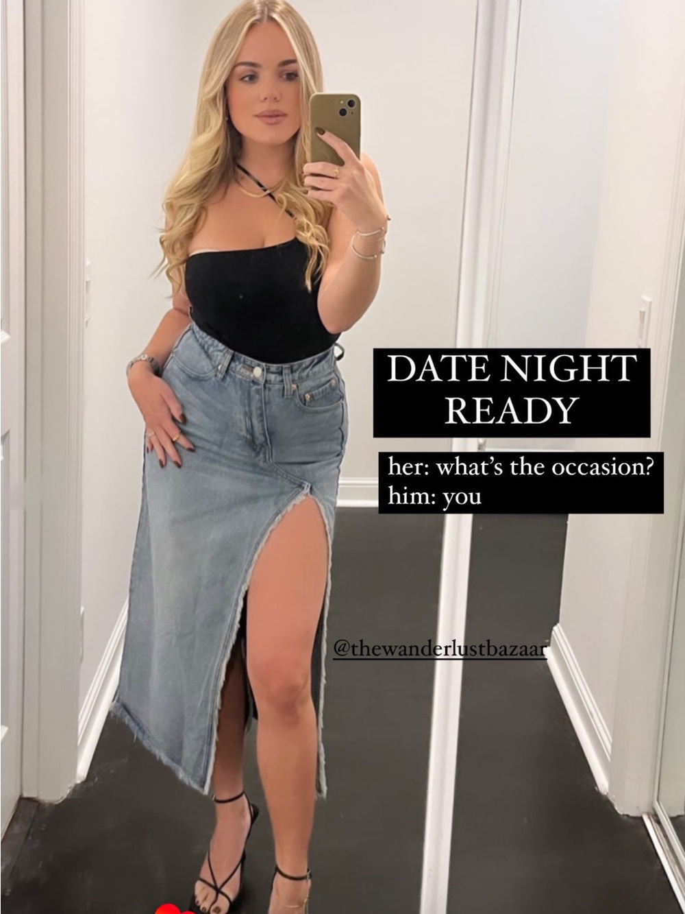 Side Slit Jean Skirt size S